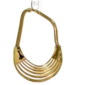 G by Gennaro herringbone gold tone statement‎ necklace glitchy glam